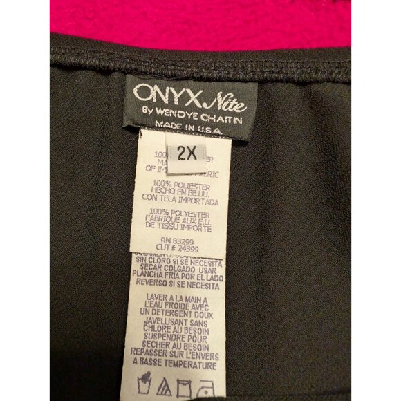 Onyx Nite by Wendye Chaitin Black Asymmetrical Layered Hem Skirt Plus 2X Y2K - Picture 4 of 6